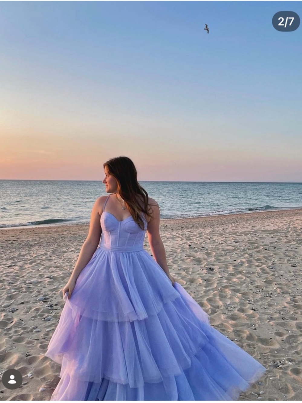 JJs House Lilac Tiered Tulle Prom Dress